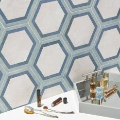 Dash Deco Ocean Cielo 8.5 in. x 9.84 in. Matte Hexagon Porcelain Floor and Wall Tile (12.66 sq. ft./Case) by Ivy Hill Tile 19 Dash Deco Ocean Cielo 8.5 in. x 9.84 in. Matte Hexagon Porcelain Floor and Wall Tile (12.66 sq. ft./Case) by Ivy Hill Tile -Tile Elegant Shop ocean cielo ivy hill tile porcelain tile ext3rd107126 76 1000