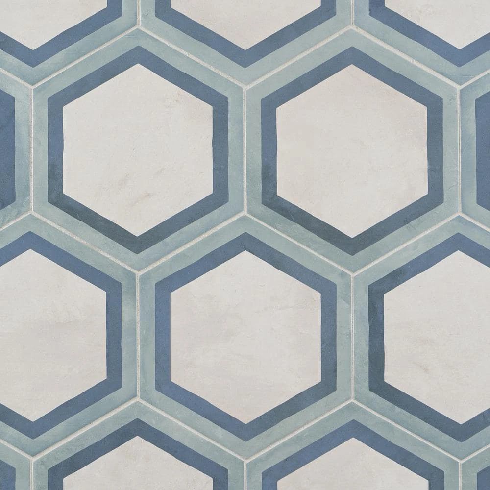 Dash Deco Ocean Cielo 8.5 in. x 9.84 in. Matte Hexagon Porcelain Floor and Wall Tile (12.66 sq. ft./Case) by Ivy Hill Tile 6 Dash Deco Ocean Cielo 8.5 in. x 9.84 in. Matte Hexagon Porcelain Floor and Wall Tile (12.66 sq. ft./Case) by Ivy Hill Tile - Image 4