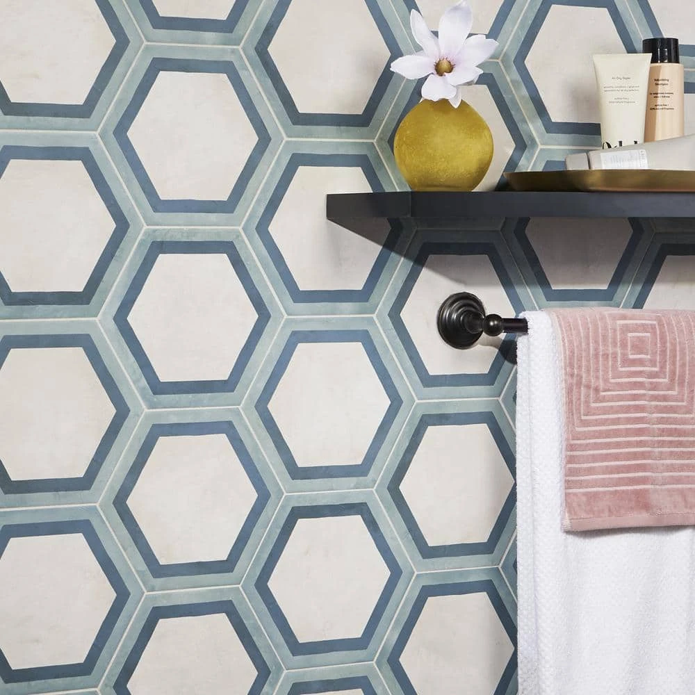 Dash Deco Ocean Cielo 8.5 in. x 9.84 in. Matte Hexagon Porcelain Floor and Wall Tile (12.66 sq. ft./Case) by Ivy Hill Tile 4 Dash Deco Ocean Cielo 8.5 in. x 9.84 in. Matte Hexagon Porcelain Floor and Wall Tile (12.66 sq. ft./Case) by Ivy Hill Tile - Image 2