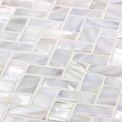 Pacific White Herringbone 11.81 in. x 11.81 in. Pearl Shell Mosaic Tile by Ivy Hill Tile 11 Pacific White Herringbone 11.81 in. x 11.81 in. Pearl Shell Mosaic Tile by Ivy Hill Tile -Tile Elegant Shop pearl ivy hill tile glass tile ext3rd102056 40 1000
