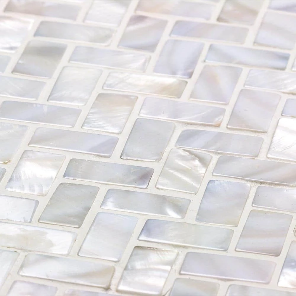 Pacific White Herringbone 11.81 in. x 11.81 in. Pearl Shell Mosaic Tile by Ivy Hill Tile 5 Pacific White Herringbone 11.81 in. x 11.81 in. Pearl Shell Mosaic Tile by Ivy Hill Tile - Image 3