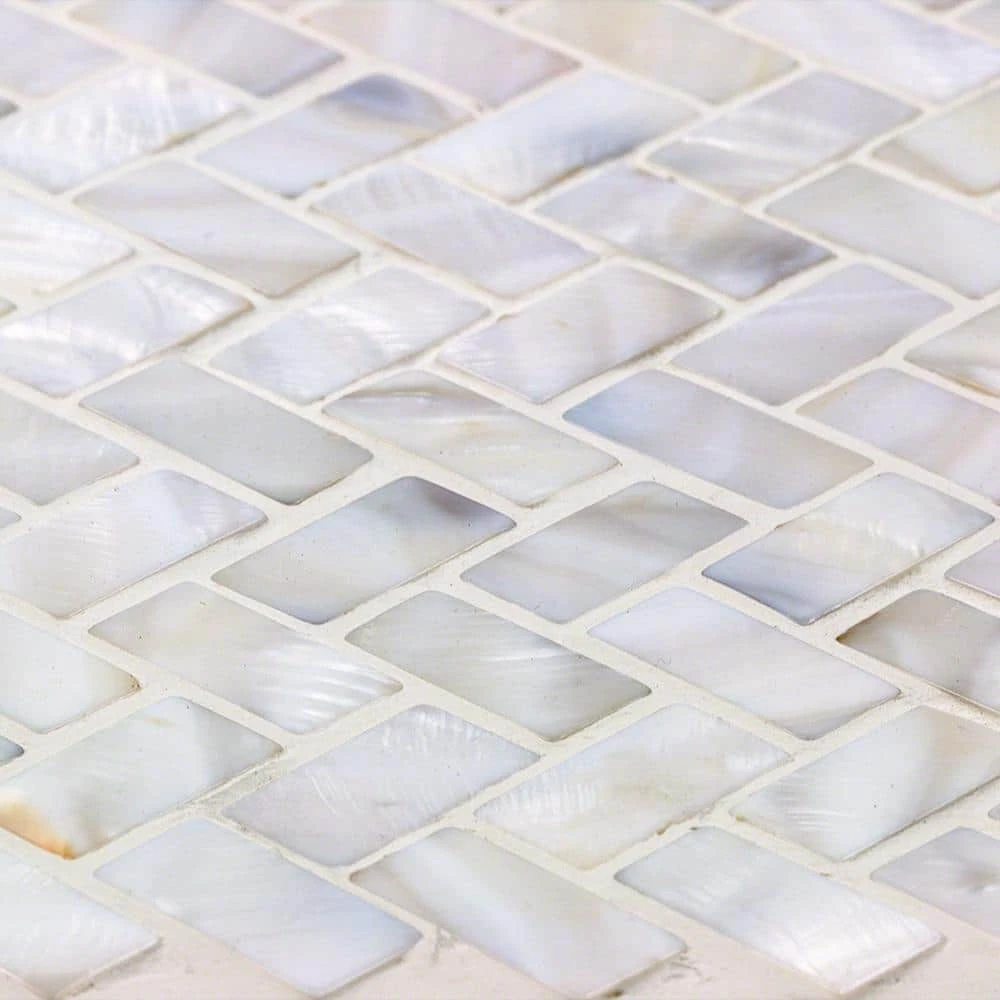 Pacific White Herringbone 11.81 in. x 11.81 in. Pearl Shell Mosaic Tile by Ivy Hill Tile 6 Pacific White Herringbone 11.81 in. x 11.81 in. Pearl Shell Mosaic Tile by Ivy Hill Tile - Image 4
