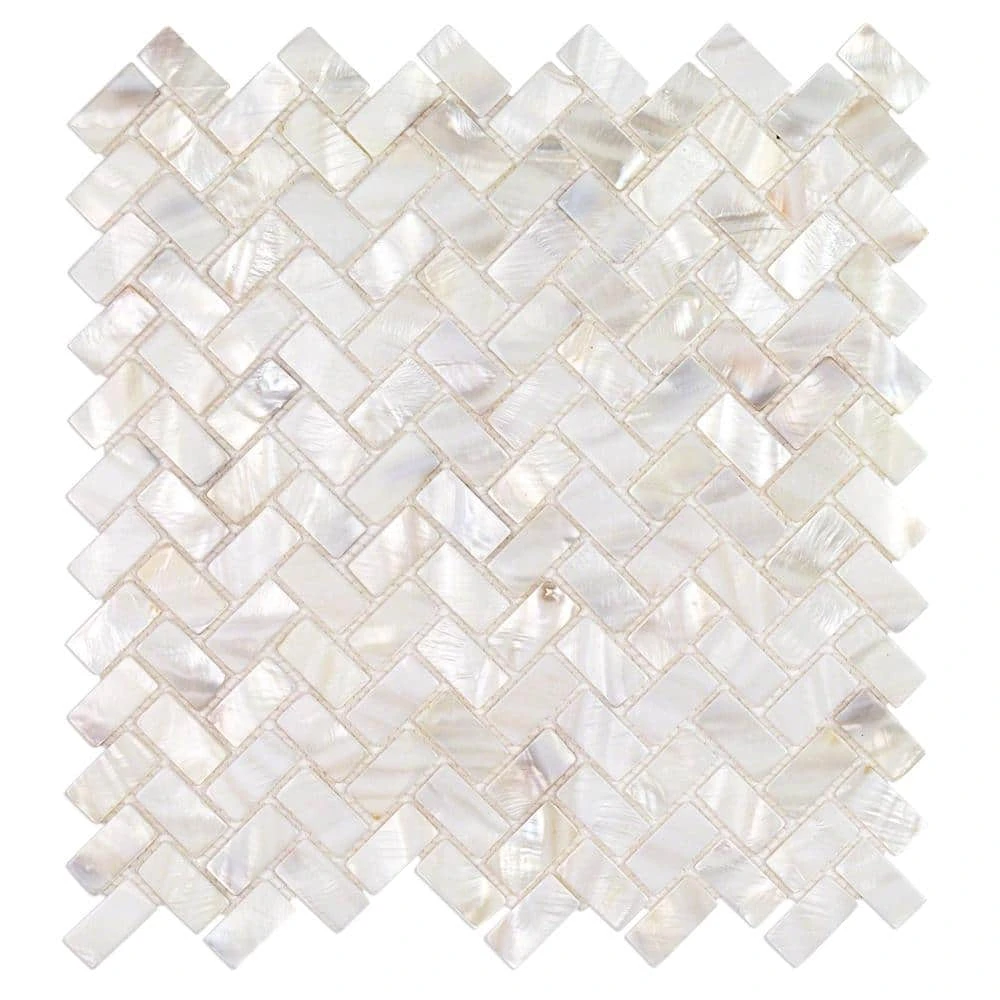 Pacific White Herringbone 11.81 in. x 11.81 in. Pearl Shell Mosaic Tile by Ivy Hill Tile 8 Pacific White Herringbone 11.81 in. x 11.81 in. Pearl Shell Mosaic Tile by Ivy Hill Tile - Image 6