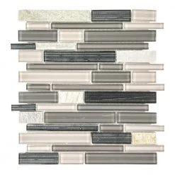 Platinum Pearl Pencil 10.625 in. x 12 in. Interlocking Quartz and Glass Mosaic Tile (8.85 sq. ft./Case) by Jeffrey Court