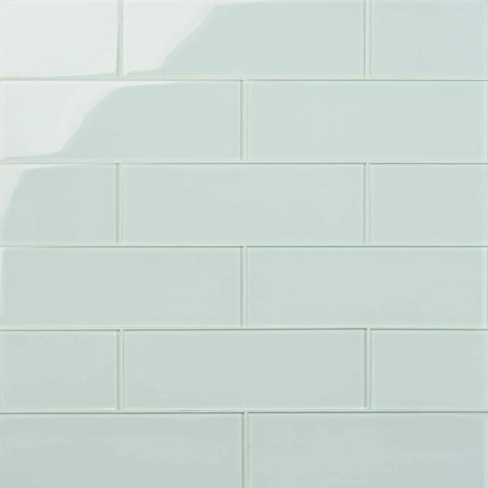 Contempo Seafoam 4 in. x 12 in. x 8mm Polished Glass Subway Wall Tile (1 sq. ft.) (15 pieces 5 sq.ft/Box) by Ivy Hill Tile 3 Contempo Seafoam 4 in. x 12 in. x 8mm Polished Glass Subway Wall Tile (1 sq. ft.) (15 pieces 5 sq.ft/Box) by Ivy Hill Tile