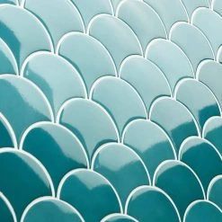 Beta Teal 2.44 in. x 5 in. Scallop Polished Ceramic Wall Tile (4.06 sq. ft./Case) by Ivy Hill Tile -Tile Elegant Shop teal ivy hill tile ceramic tile ext3rd105987 44 1000