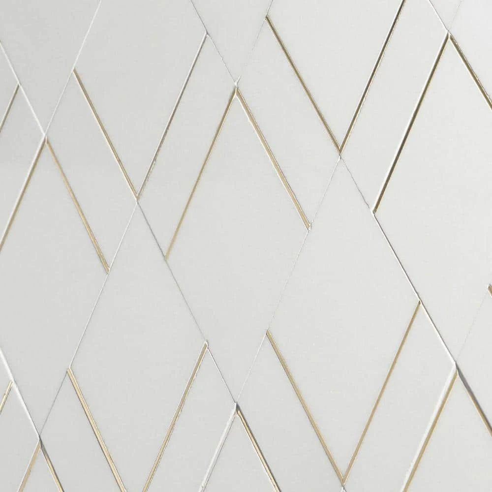 Mehko Thassos 11.81 in. x 14.96 in. Polished Marble and Brass Wall Tile (1.22 sq. ft./Each) by Ivy Hill Tile 8 Mehko Thassos 11.81 in. x 14.96 in. Polished Marble and Brass Wall Tile (1.22 sq. ft./Each) by Ivy Hill Tile - Image 6