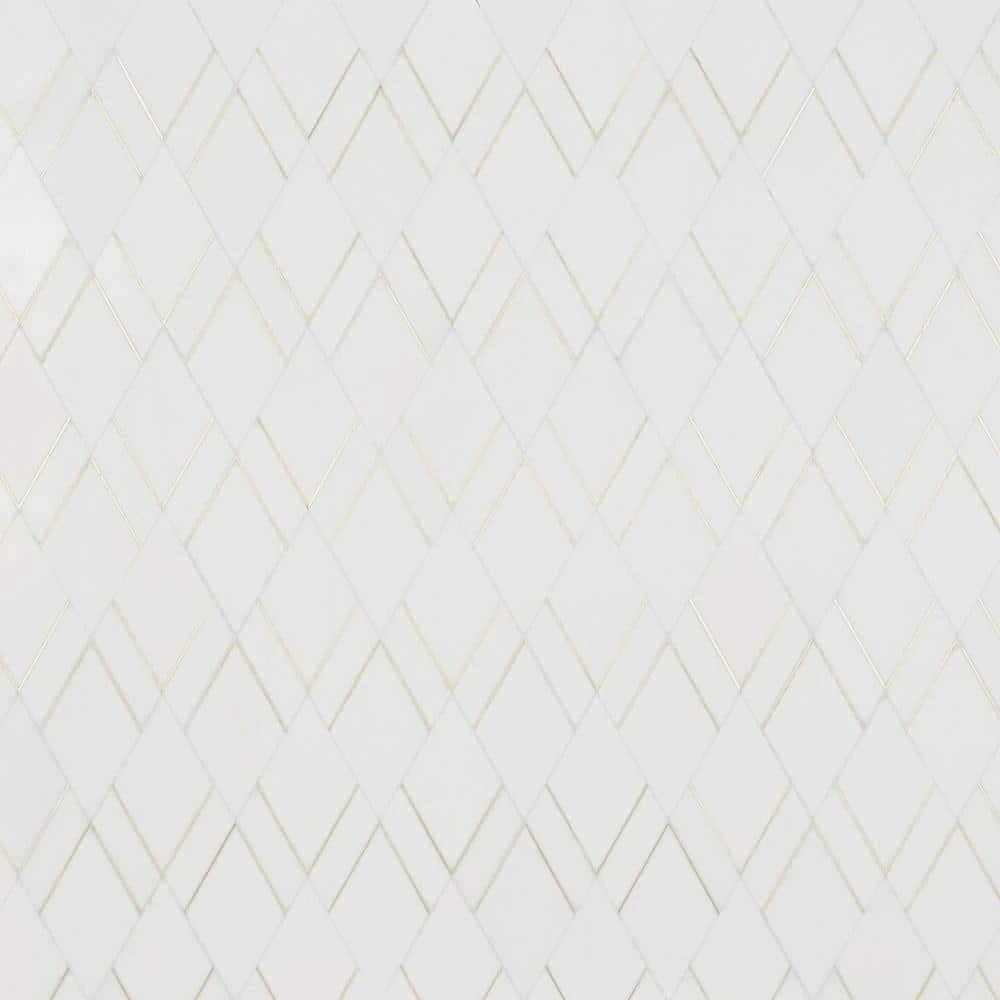 Mehko Thassos 11.81 in. x 14.96 in. Polished Marble and Brass Wall Tile (1.22 sq. ft./Each) by Ivy Hill Tile 6 Mehko Thassos 11.81 in. x 14.96 in. Polished Marble and Brass Wall Tile (1.22 sq. ft./Each) by Ivy Hill Tile - Image 4