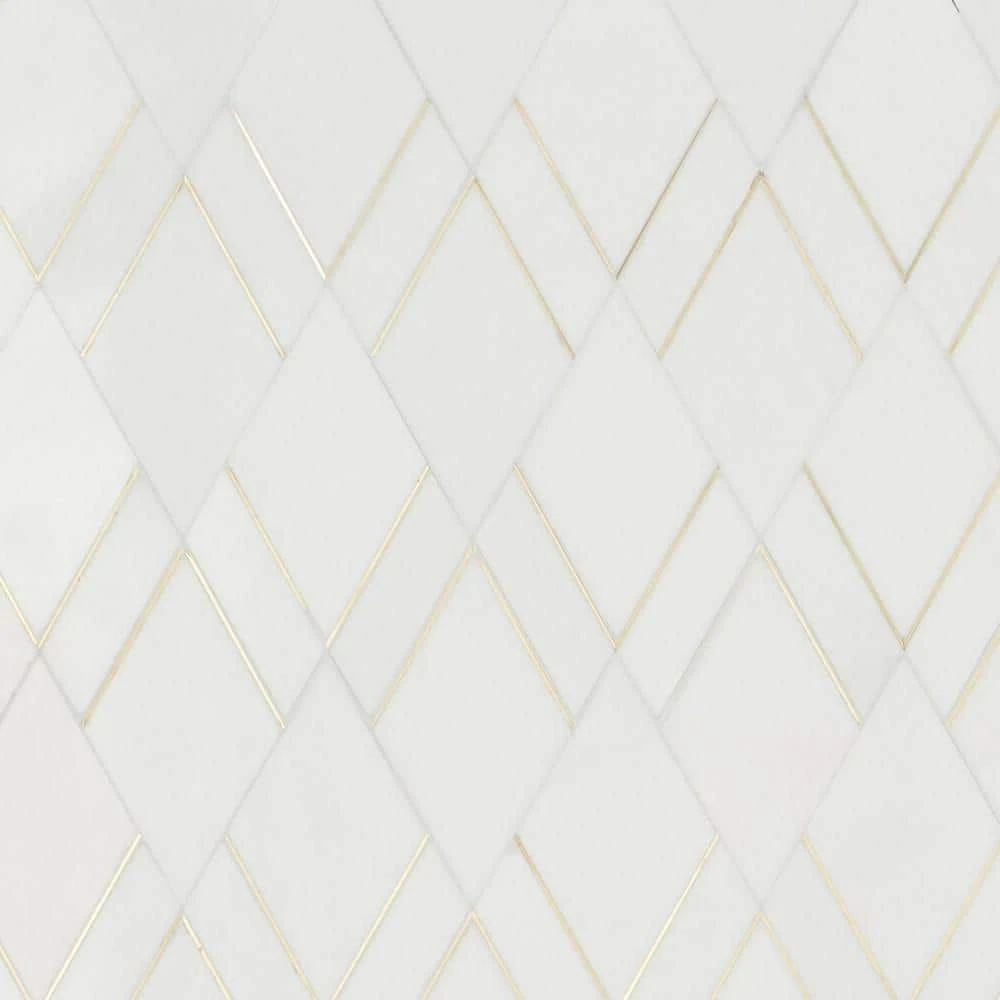 Mehko Thassos 11.81 in. x 14.96 in. Polished Marble and Brass Wall Tile (1.22 sq. ft./Each) by Ivy Hill Tile 5 Mehko Thassos 11.81 in. x 14.96 in. Polished Marble and Brass Wall Tile (1.22 sq. ft./Each) by Ivy Hill Tile - Image 3