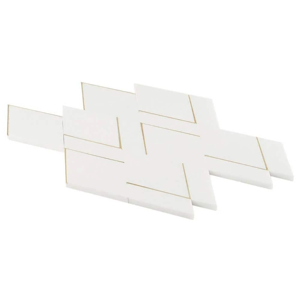 Mehko Thassos 11.81 in. x 14.96 in. Polished Marble and Brass Wall Tile (1.22 sq. ft./Each) by Ivy Hill Tile 9 Mehko Thassos 11.81 in. x 14.96 in. Polished Marble and Brass Wall Tile (1.22 sq. ft./Each) by Ivy Hill Tile - Image 7