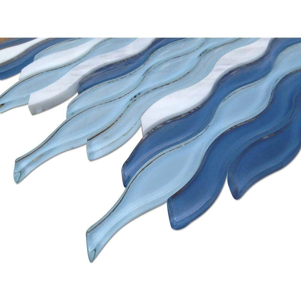 Flow Wave 12 in. x 11-1/2 in. Glass and Marble Mosaic Tile by Ivy Hill Tile 7 Flow Wave 12 in. x 11-1/2 in. Glass and Marble Mosaic Tile by Ivy Hill Tile - Image 5