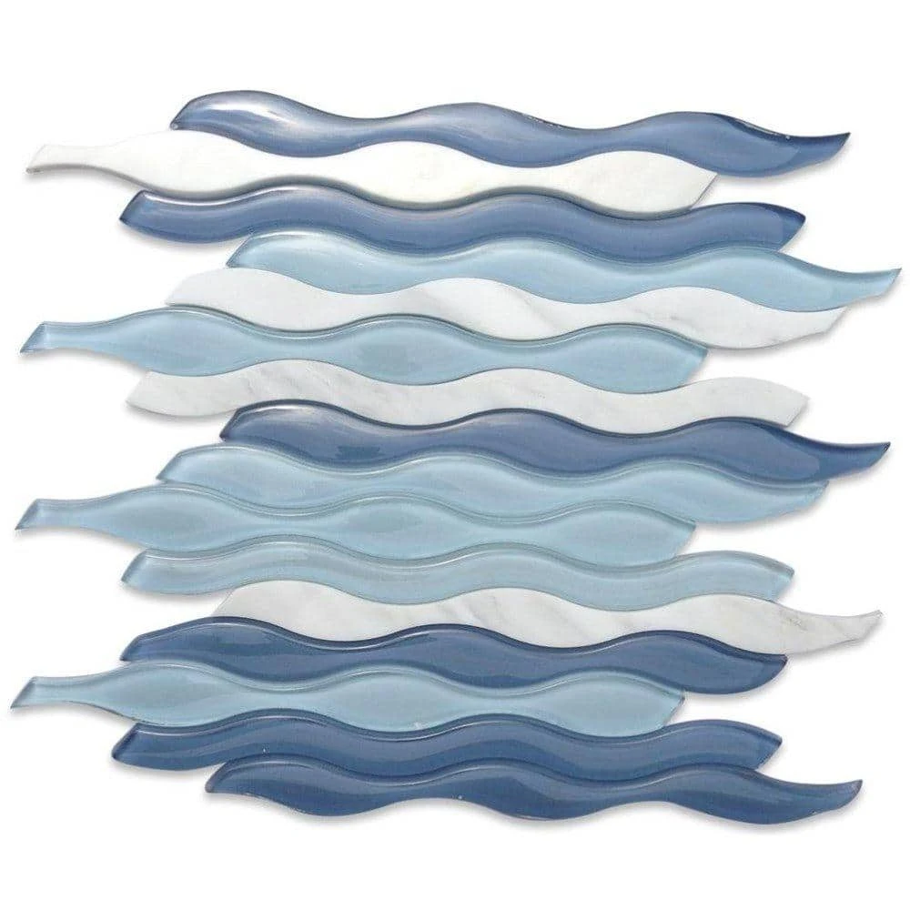 Flow Wave 12 in. x 11-1/2 in. Glass and Marble Mosaic Tile by Ivy Hill Tile 3 Flow Wave 12 in. x 11-1/2 in. Glass and Marble Mosaic Tile by Ivy Hill Tile