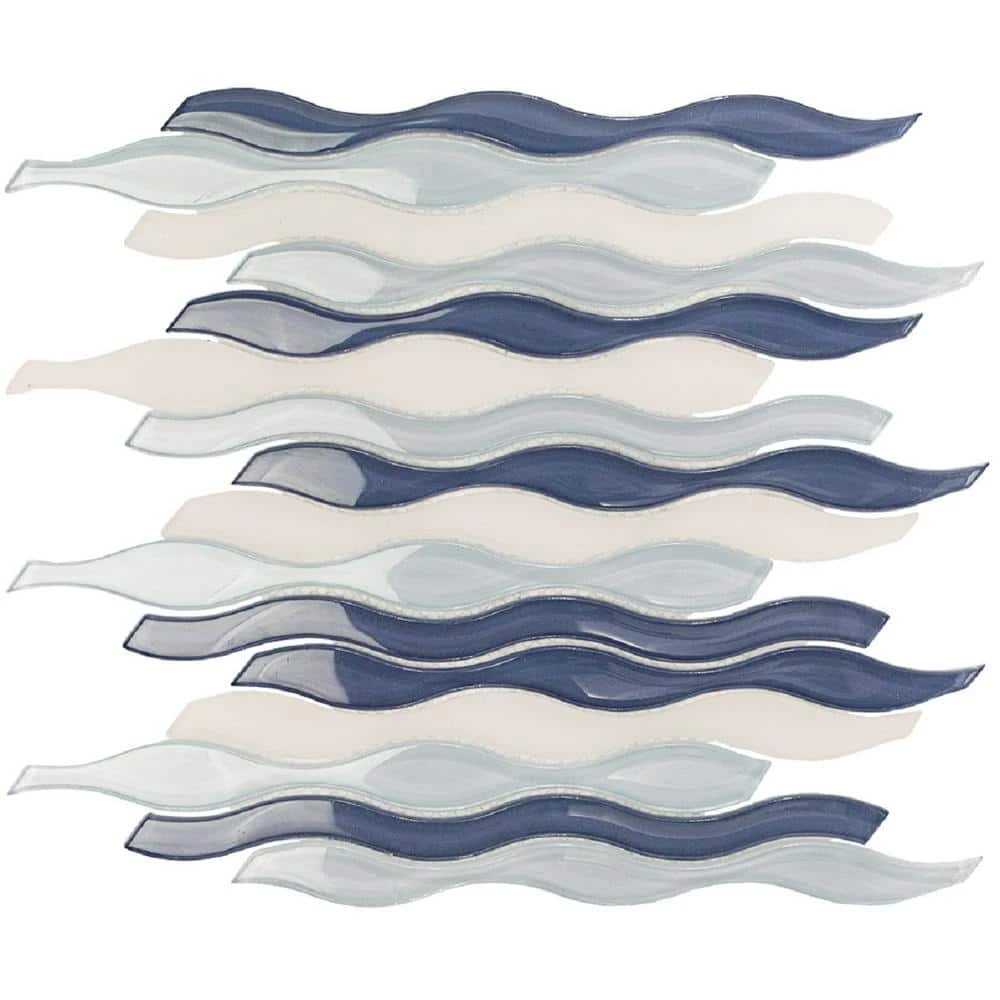 Flow Wave 12 in. x 11-1/2 in. Glass and Marble Mosaic Tile by Ivy Hill Tile 4 Flow Wave 12 in. x 11-1/2 in. Glass and Marble Mosaic Tile by Ivy Hill Tile - Image 2