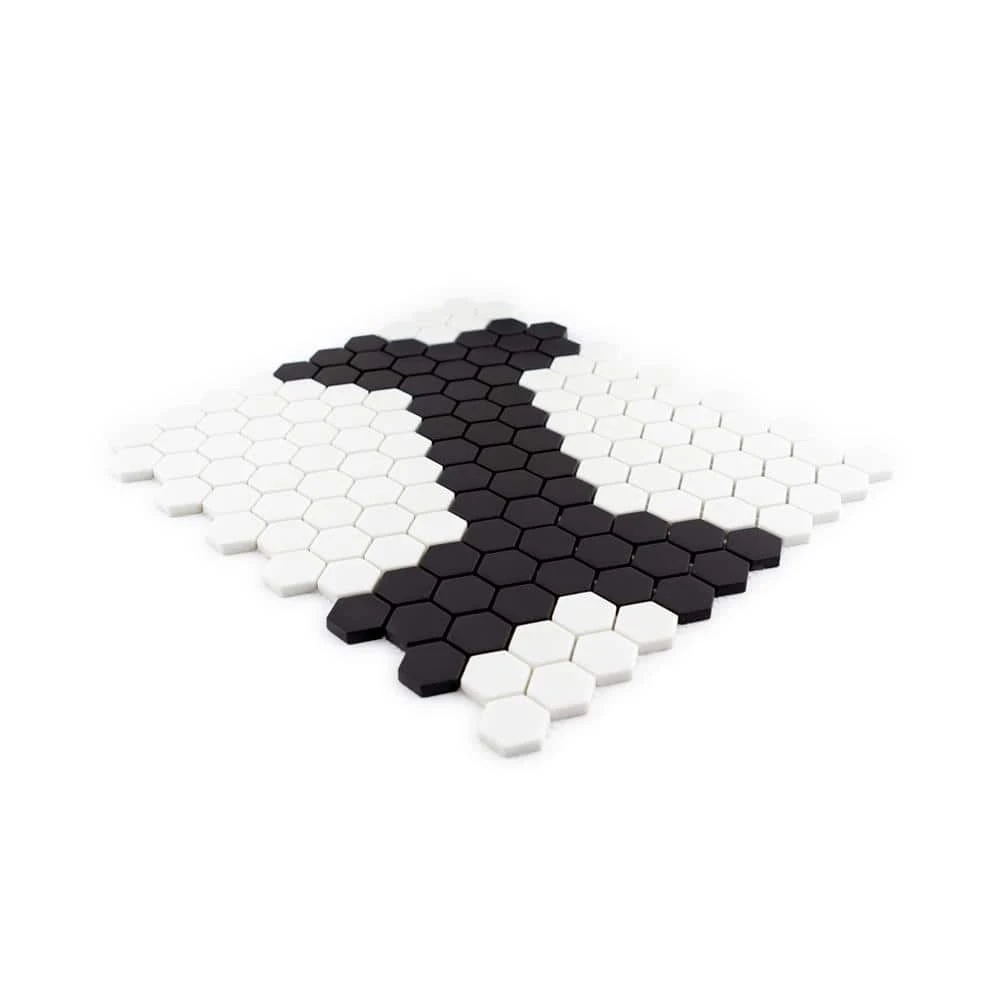 Madeline White/Black 10 in. x 11.5 in. Hexagon Matte Pressed Glass Mosaic Wall and Floor Tile (7.986 sq. ft./Case) by Jeffrey Court 5 Madeline White/Black 10 in. x 11.5 in. Hexagon Matte Pressed Glass Mosaic Wall and Floor Tile (7.986 sq. ft./Case) by Jeffrey Court - Image 3