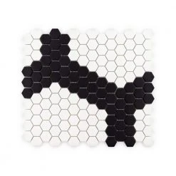 Madeline White/Black 10 in. x 11.5 in. Hexagon Matte Pressed Glass Mosaic Wall and Floor Tile (7.986 sq. ft./Case) by Jeffrey Court