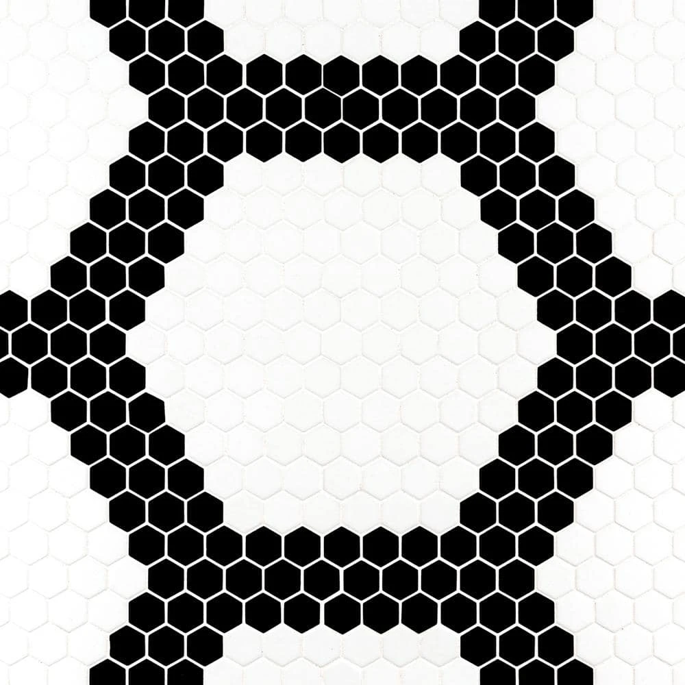 Madeline White/Black 10 in. x 11.5 in. Hexagon Matte Pressed Glass Mosaic Wall and Floor Tile (7.986 sq. ft./Case) by Jeffrey Court 6 Madeline White/Black 10 in. x 11.5 in. Hexagon Matte Pressed Glass Mosaic Wall and Floor Tile (7.986 sq. ft./Case) by Jeffrey Court - Image 4
