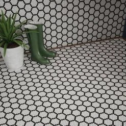 Hexagon Pattern White 9.875 in. x 11.375 in. Hexagon Matte Glass Mosaic Wall and Floor Tile (15.60 sq. ft./Case) by Jeffrey Court 13 Hexagon Pattern White 9.875 in. x 11.375 in. Hexagon Matte Glass Mosaic Wall and Floor Tile (15.60 sq. ft./Case) by Jeffrey Court -Tile Elegant Shop white blk jeffrey court glass tile 13093 1f 1000