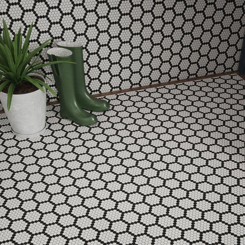 Hexagon Pattern White 9.875 in. x 11.375 in. Hexagon Matte Glass Mosaic Wall and Floor Tile (15.60 sq. ft./Case) by Jeffrey Court 8 Hexagon Pattern White 9.875 in. x 11.375 in. Hexagon Matte Glass Mosaic Wall and Floor Tile (15.60 sq. ft./Case) by Jeffrey Court - Image 6