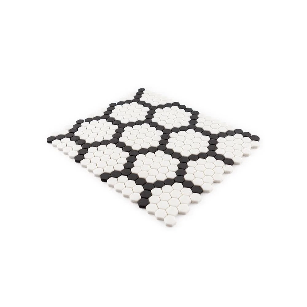 Hexagon Pattern White 9.875 in. x 11.375 in. Hexagon Matte Glass Mosaic Wall and Floor Tile (15.60 sq. ft./Case) by Jeffrey Court 5 Hexagon Pattern White 9.875 in. x 11.375 in. Hexagon Matte Glass Mosaic Wall and Floor Tile (15.60 sq. ft./Case) by Jeffrey Court - Image 3