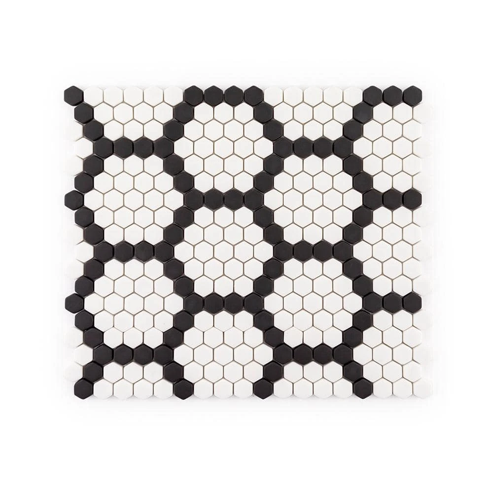 Hexagon Pattern White 9.875 in. x 11.375 in. Hexagon Matte Glass Mosaic Wall and Floor Tile (15.60 sq. ft./Case) by Jeffrey Court 3 Hexagon Pattern White 9.875 in. x 11.375 in. Hexagon Matte Glass Mosaic Wall and Floor Tile (15.60 sq. ft./Case) by Jeffrey Court