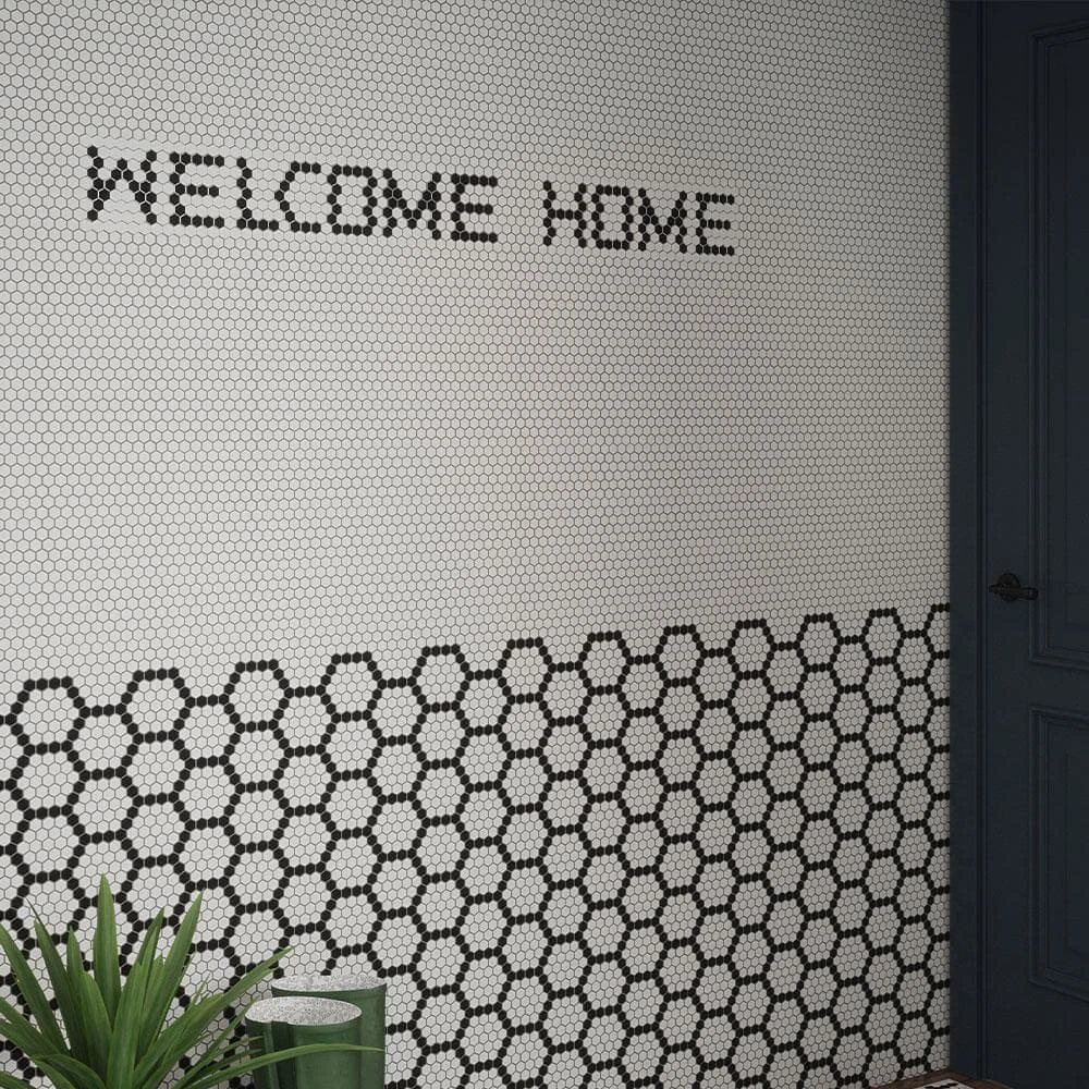 Hexagon Pattern White 9.875 in. x 11.375 in. Hexagon Matte Glass Mosaic Wall and Floor Tile (15.60 sq. ft./Case) by Jeffrey Court 6 Hexagon Pattern White 9.875 in. x 11.375 in. Hexagon Matte Glass Mosaic Wall and Floor Tile (15.60 sq. ft./Case) by Jeffrey Court - Image 4