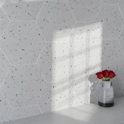 Malati White Confetti 12.5 in. x 14.5 in. Matte Porcelain Hexagon Floor and Wall Tile (10.51 sq. ft./Case) by Ivy Hill Tile 19 Malati White Confetti 12.5 in. x 14.5 in. Matte Porcelain Hexagon Floor and Wall Tile (10.51 sq. ft./Case) by Ivy Hill Tile -Tile Elegant Shop white confetti ivy hill tile porcelain tile ext3rd105939 d4 1000