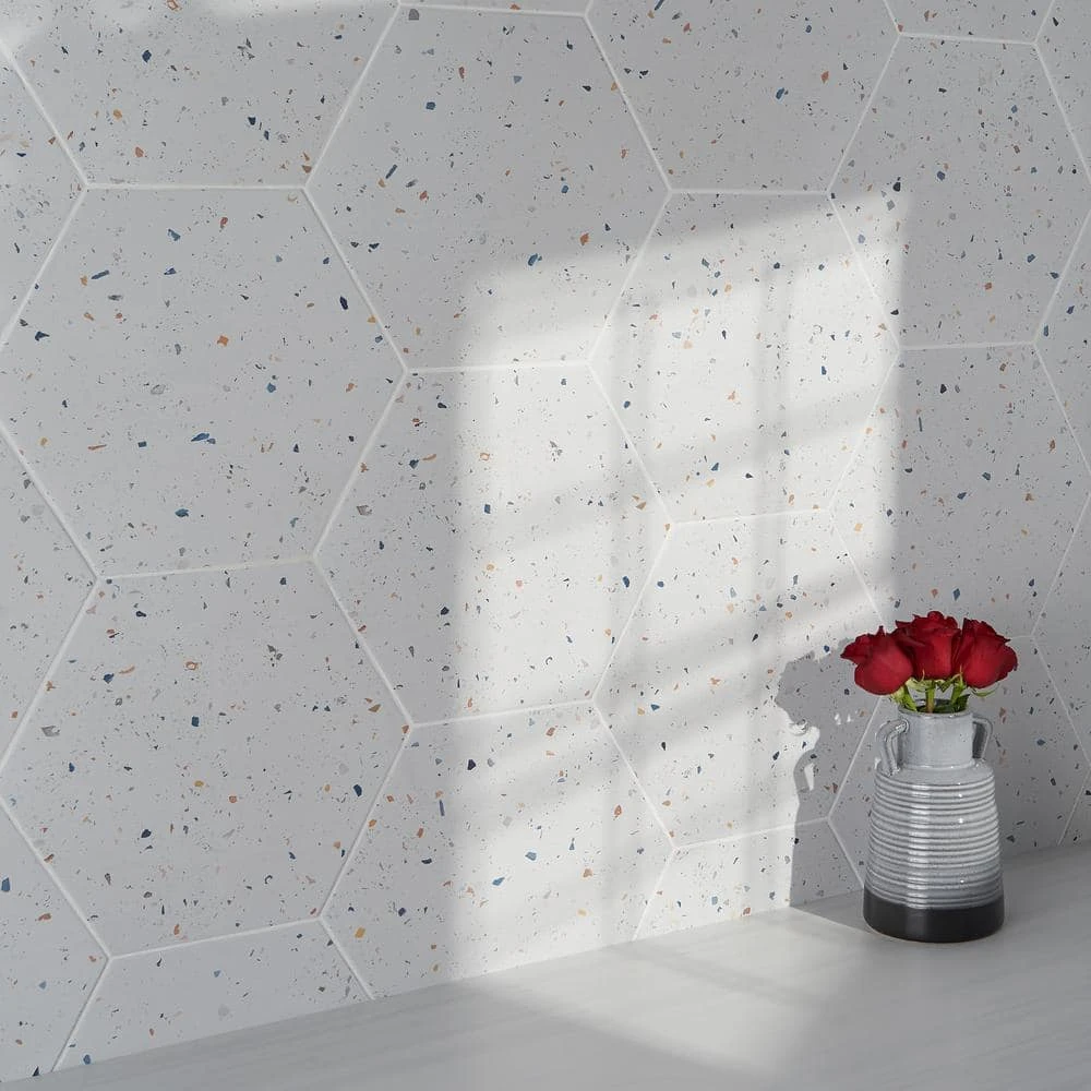 Malati White Confetti 12.5 in. x 14.5 in. Matte Porcelain Hexagon Floor and Wall Tile (10.51 sq. ft./Case) by Ivy Hill Tile 11 Malati White Confetti 12.5 in. x 14.5 in. Matte Porcelain Hexagon Floor and Wall Tile (10.51 sq. ft./Case) by Ivy Hill Tile - Image 9