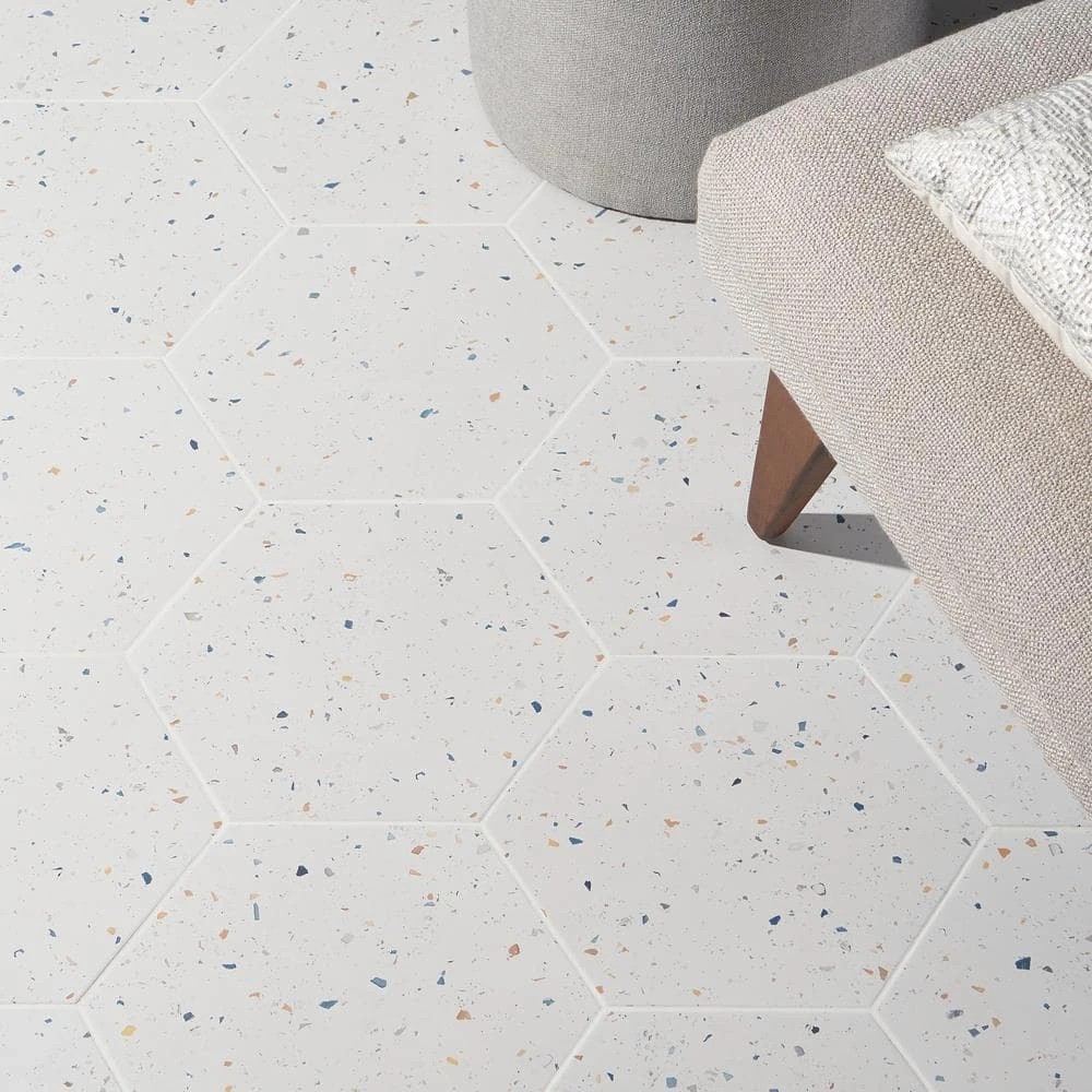 Malati White Confetti 12.5 in. x 14.5 in. Matte Porcelain Hexagon Floor and Wall Tile (10.51 sq. ft./Case) by Ivy Hill Tile 4 Malati White Confetti 12.5 in. x 14.5 in. Matte Porcelain Hexagon Floor and Wall Tile (10.51 sq. ft./Case) by Ivy Hill Tile - Image 2