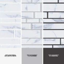 Hampton Cove White 11.625 in. x 11.625 in. Interlocking Glossy Glass Mosaic Tile (0.938 sq. ft./Each) by Jeffrey Court 12 Hampton Cove White 11.625 in. x 11.625 in. Interlocking Glossy Glass Mosaic Tile (0.938 sq. ft./Each) by Jeffrey Court -Tile Elegant Shop white gray jeffrey court glass tile 93030 1d 1000