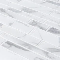 Hampton Cove White 11.625 in. x 11.625 in. Interlocking Glossy Glass Mosaic Tile (0.938 sq. ft./Each) by Jeffrey Court 11 Hampton Cove White 11.625 in. x 11.625 in. Interlocking Glossy Glass Mosaic Tile (0.938 sq. ft./Each) by Jeffrey Court -Tile Elegant Shop white gray jeffrey court glass tile 93030 a0 1000