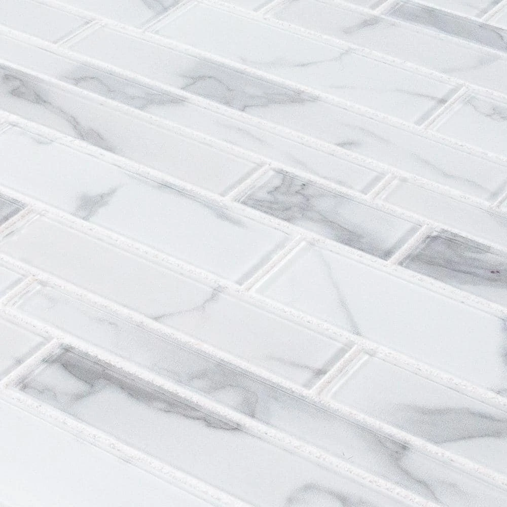 Hampton Cove White 11.625 in. x 11.625 in. Interlocking Glossy Glass Mosaic Tile (0.938 sq. ft./Each) by Jeffrey Court 6 Hampton Cove White 11.625 in. x 11.625 in. Interlocking Glossy Glass Mosaic Tile (0.938 sq. ft./Each) by Jeffrey Court - Image 4