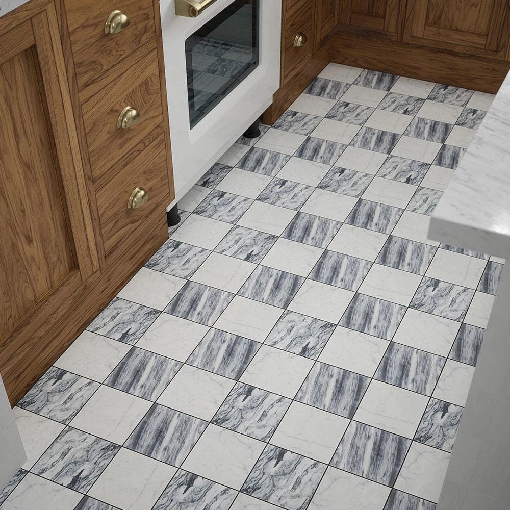 Checkmate White/Grey 11.875 in. x 11.875 in. Square Honed Carrara/Bardiglio Marble Mosaic Tile (9.79 sq. ft./Case) by Jeffrey Court 4 Checkmate White/Grey 11.875 in. x 11.875 in. Square Honed Carrara/Bardiglio Marble Mosaic Tile (9.79 sq. ft./Case) by Jeffrey Court - Image 2