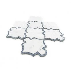 Medieval White/Grey 12.125 in. x 13 in. Arabesque Honed Carrara Marble/Gloss Blue Glass Mosaic Tile (10.946 sq.ft./Case) by Jeffrey Court 14 Medieval White/Grey 12.125 in. x 13 in. Arabesque Honed Carrara Marble/Gloss Blue Glass Mosaic Tile (10.946 sq.ft./Case) by Jeffrey Court -Tile Elegant Shop white grey jeffrey court marble tile 13029 40 1000