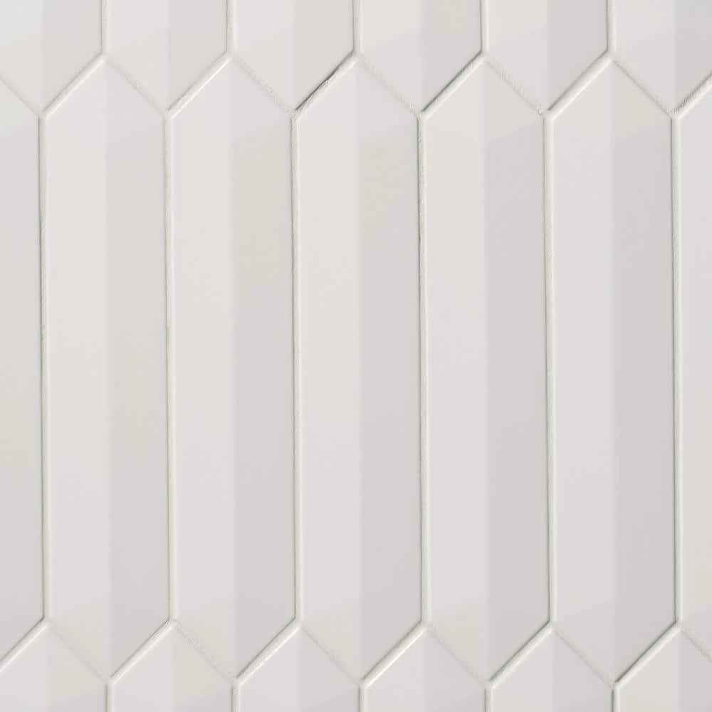 Axis 3D 2.6 in. x 13 in. White Polished Picket Ceramic Wall Tile (9.04 sq. ft. / case) by Ivy Hill Tile 3 Axis 3D 2.6 in. x 13 in. White Polished Picket Ceramic Wall Tile (9.04 sq. ft. / case) by Ivy Hill Tile