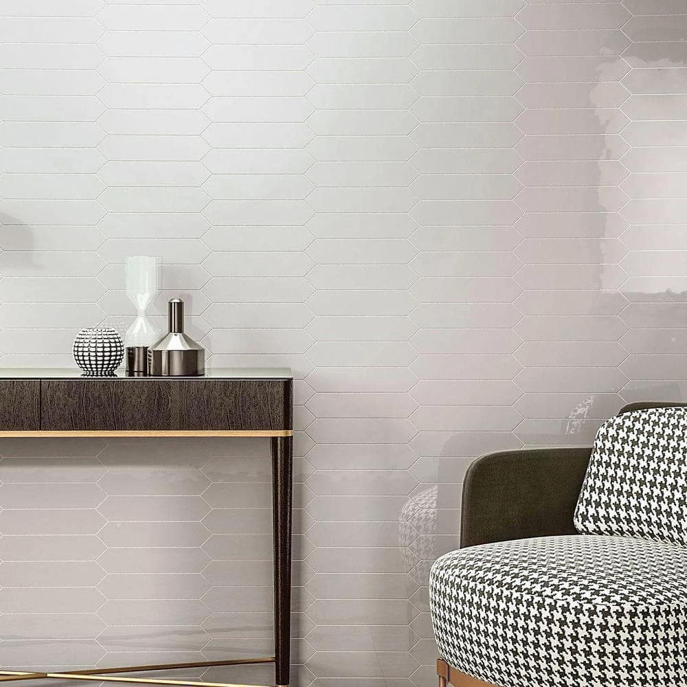 Axis 2.6 in. x 13 in. White Polished Picket Ceramic Wall Tile (12.26 sq. ft. / case) by Ivy Hill Tile 8 Axis 2.6 in. x 13 in. White Polished Picket Ceramic Wall Tile (12.26 sq. ft. / case) by Ivy Hill Tile - Image 6