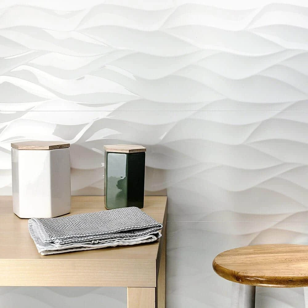 Ripple White Wavy 12 in. x 36 in. Polished Ceramic Wall Tile (4 Pieces 11.62 sq. ft. / Case) by Ivy Hill Tile 4 Ripple White Wavy 12 in. x 36 in. Polished Ceramic Wall Tile (4 Pieces 11.62 sq. ft. / Case) by Ivy Hill Tile - Image 2