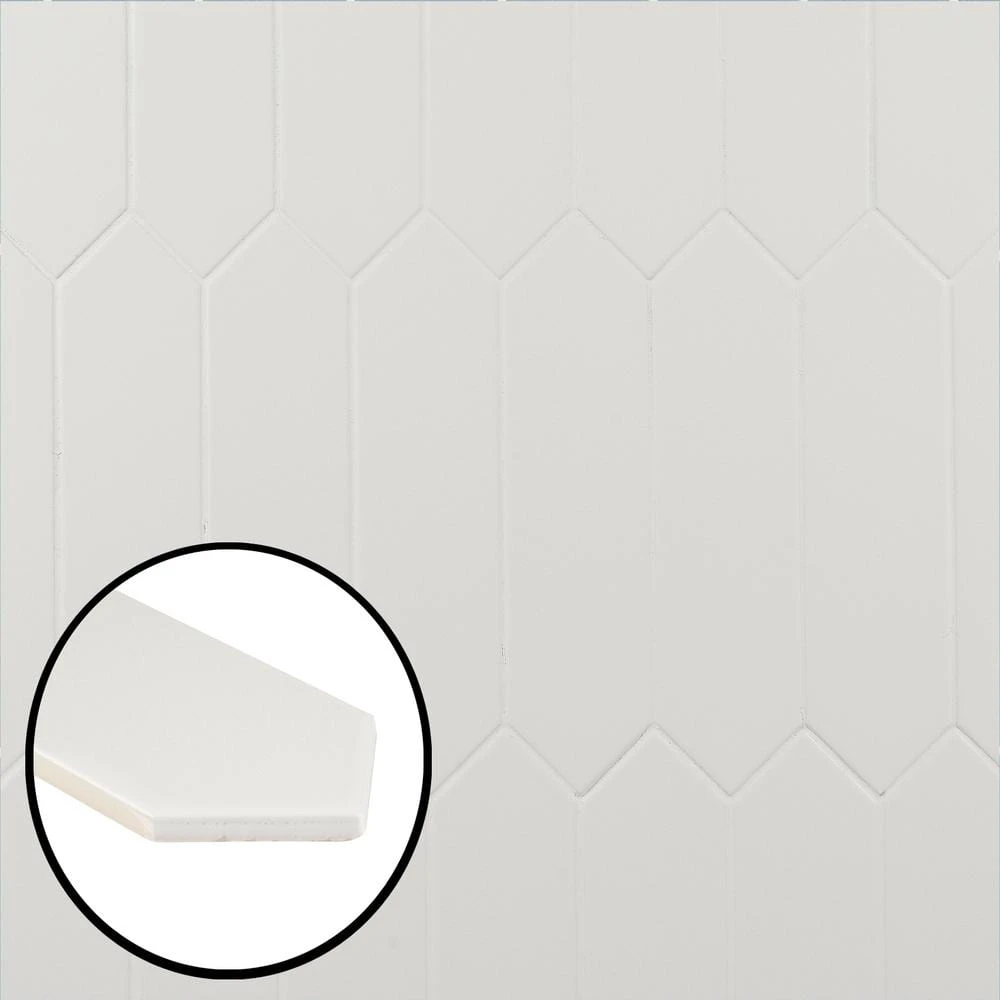 Saloni White 2.95 in. x 11.81 in. Polished Picket Ceramic Wall Tile (5.91 sq. ft./Case) by Ivy Hill Tile 3 Saloni White 2.95 in. x 11.81 in. Polished Picket Ceramic Wall Tile (5.91 sq. ft./Case) by Ivy Hill Tile