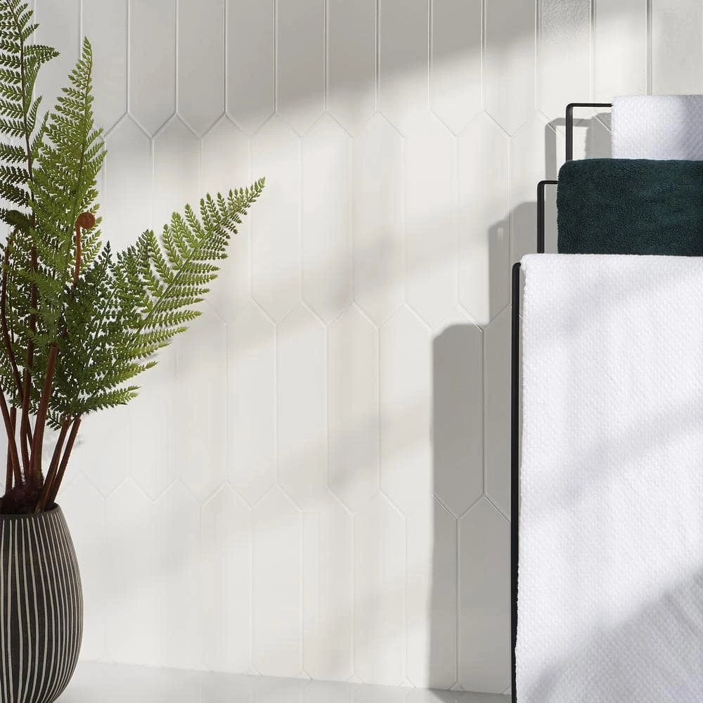 Saloni White 2.95 in. x 11.81 in. Polished Picket Ceramic Wall Tile (5.91 sq. ft./Case) by Ivy Hill Tile 4 Saloni White 2.95 in. x 11.81 in. Polished Picket Ceramic Wall Tile (5.91 sq. ft./Case) by Ivy Hill Tile - Image 2