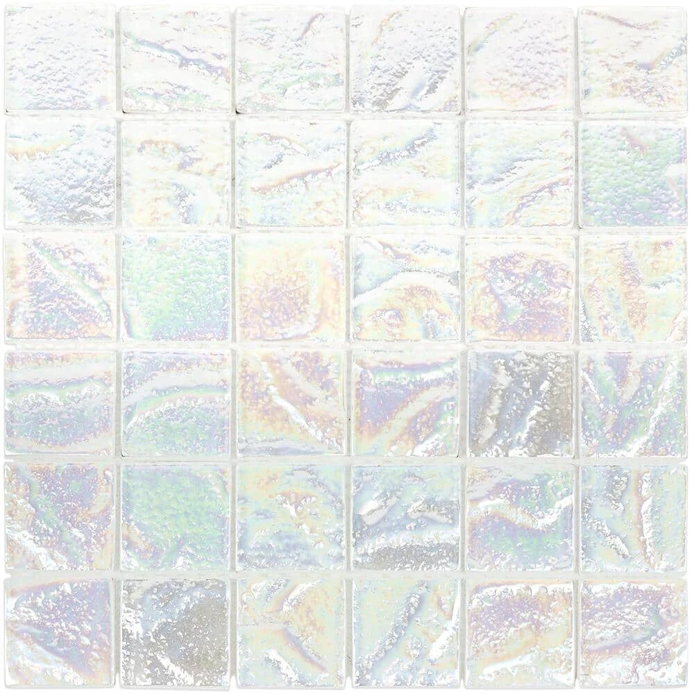 Marina Iridescent Squares White 11.75 in x 11.75 in. x 8 mm Glass Mosaic Wall Tile by Ivy Hill Tile 6 Marina Iridescent Squares White 11.75 in x 11.75 in. x 8 mm Glass Mosaic Wall Tile by Ivy Hill Tile - Image 4