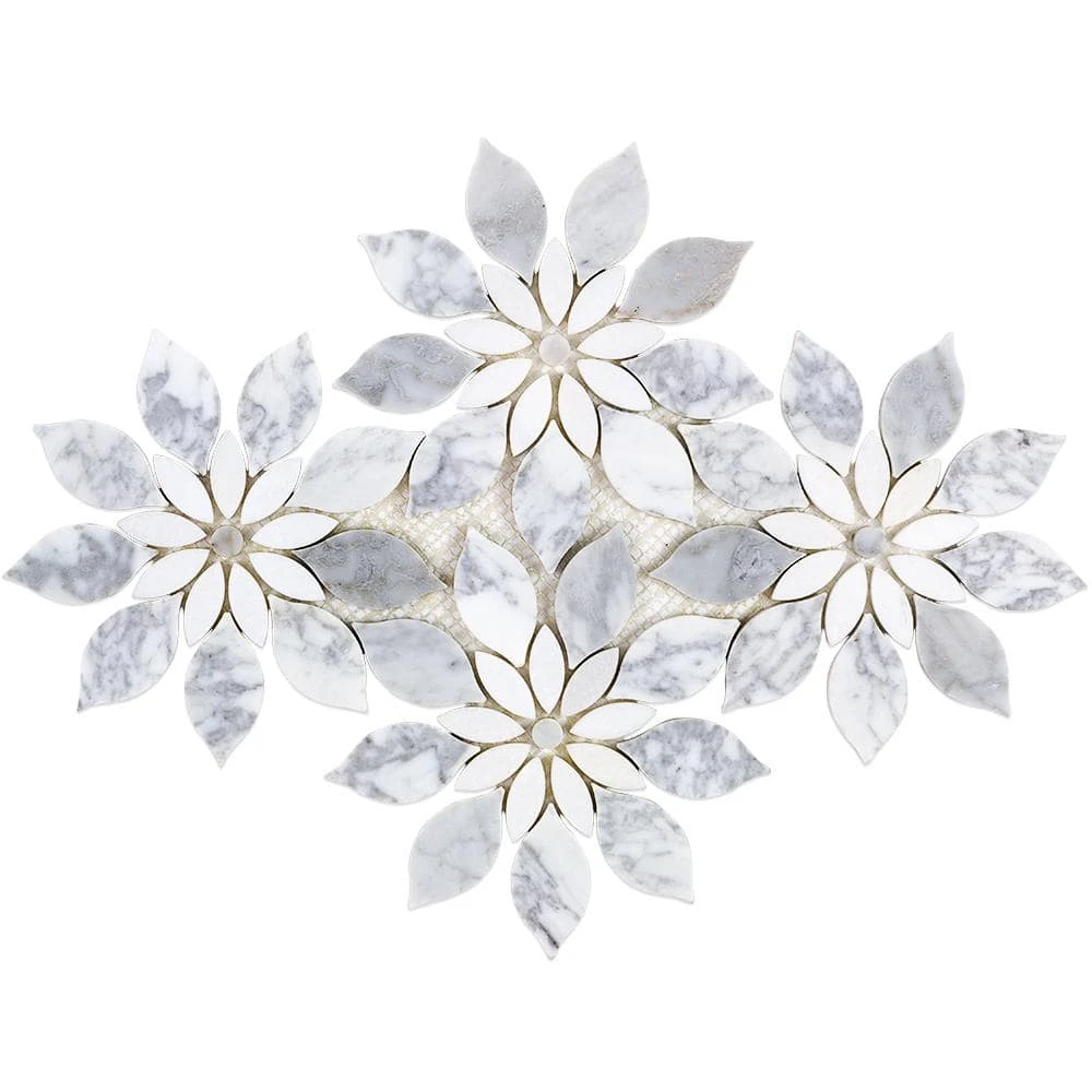 Thistle White 12.4 in. x 14.13 in. Polished Marble Mosaic Tile (1.21 sq. ft./Sheet) by Ivy Hill Tile 6 Thistle White 12.4 in. x 14.13 in. Polished Marble Mosaic Tile (1.21 sq. ft./Sheet) by Ivy Hill Tile - Image 4