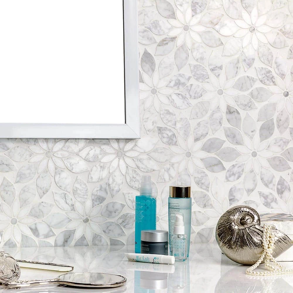 Thistle White 12.4 in. x 14.13 in. Polished Marble Mosaic Tile (1.21 sq. ft./Sheet) by Ivy Hill Tile 4 Thistle White 12.4 in. x 14.13 in. Polished Marble Mosaic Tile (1.21 sq. ft./Sheet) by Ivy Hill Tile - Image 2