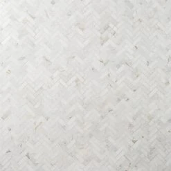 Tile Elegant Shop 16 Arctic White 12 in. x 12.79 in. Herringbone Polished Marble Mosaic Tile (1.07 sq. ft./Sheet) by Ivy Hill Tile