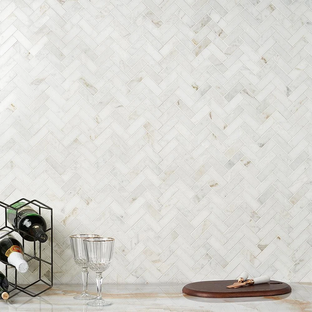 Arctic White 12 in. x 12.79 in. Herringbone Polished Marble Mosaic Tile (1.07 sq. ft./Sheet) by Ivy Hill Tile 4 Arctic White 12 in. x 12.79 in. Herringbone Polished Marble Mosaic Tile (1.07 sq. ft./Sheet) by Ivy Hill Tile - Image 2