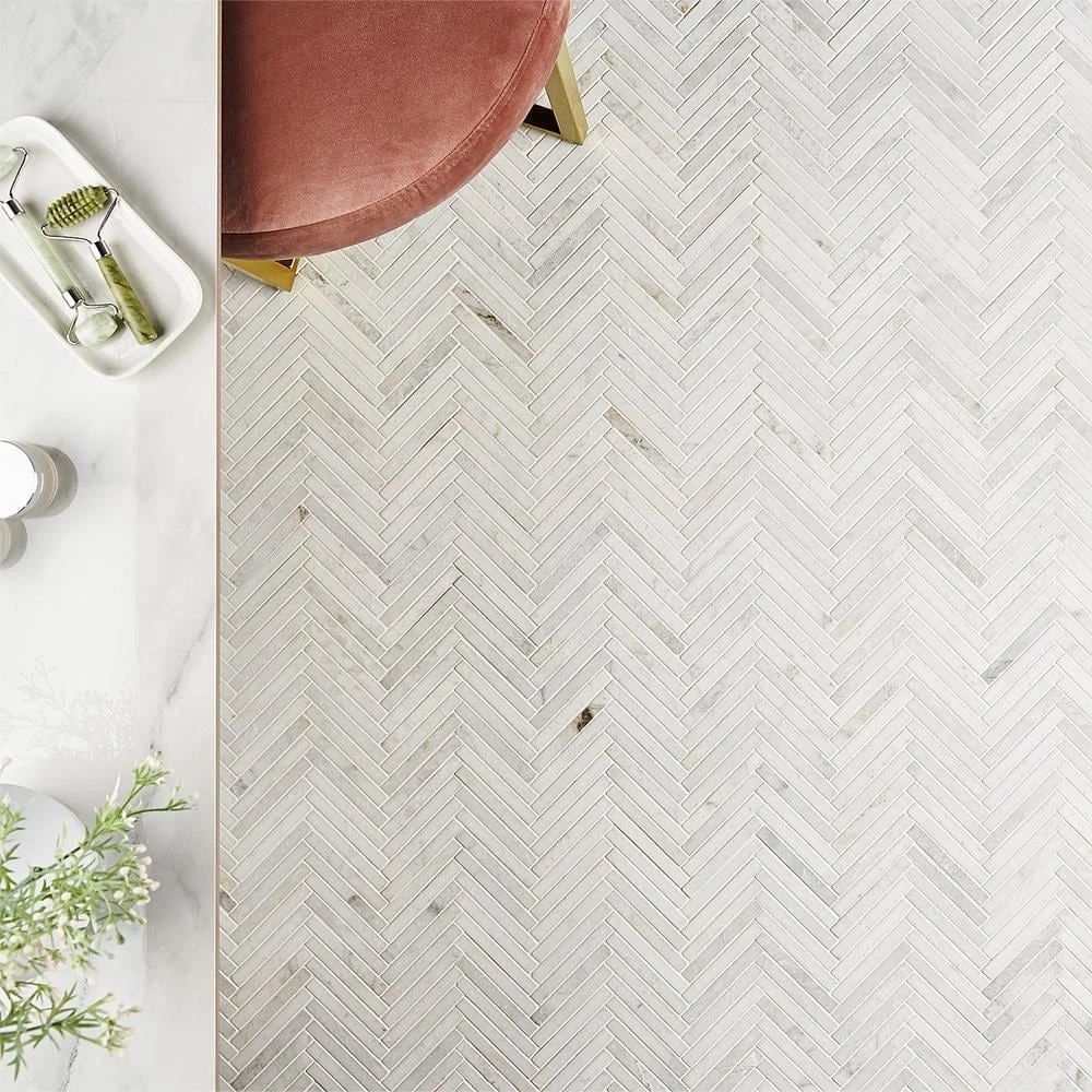 Arctic White 11 in. x 11.61 in. Herringbone Polished Marble Mosaic Tile (0.89 sq. ft./Sheet) by Ivy Hill Tile 4 Arctic White 11 in. x 11.61 in. Herringbone Polished Marble Mosaic Tile (0.89 sq. ft./Sheet) by Ivy Hill Tile - Image 2