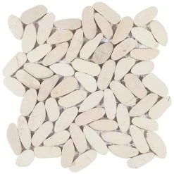 Countryside Sliced Flat Oval 11.81 in. x 11.81 in. White Floor and Wall Mosaic (0.97 sq. ft. / sheet) by Ivy Hill Tile -Tile Elegant Shop white ivy hill tile mosaic tile ext3rd105050 44 1000