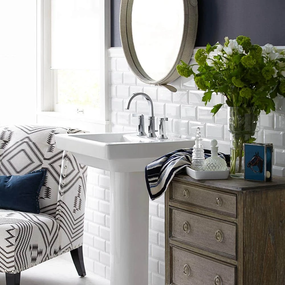 Fresh White 3 in. x 6 in. Glossy Subway Beveled Ceramic Wall Tile (10.656 sq. ft./Case) by Jeffrey Court 4 Fresh White 3 in. x 6 in. Glossy Subway Beveled Ceramic Wall Tile (10.656 sq. ft./Case) by Jeffrey Court - Image 2