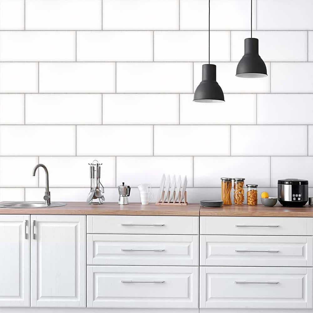 Allegro White 8 in. x 20 in. Glossy Subway Ceramic Wall Tile (10.764 sq. ft./Case) by Jeffrey Court 4 Allegro White 8 in. x 20 in. Glossy Subway Ceramic Wall Tile (10.764 sq. ft./Case) by Jeffrey Court - Image 2