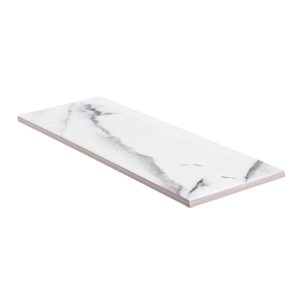 Carrara Inkjet White 4 in. x 12 in. Matte Ceramic Wall Tile (10.33 sq. ft./Case) by Jeffrey Court 5 Carrara Inkjet White 4 in. x 12 in. Matte Ceramic Wall Tile (10.33 sq. ft./Case) by Jeffrey Court - Image 3