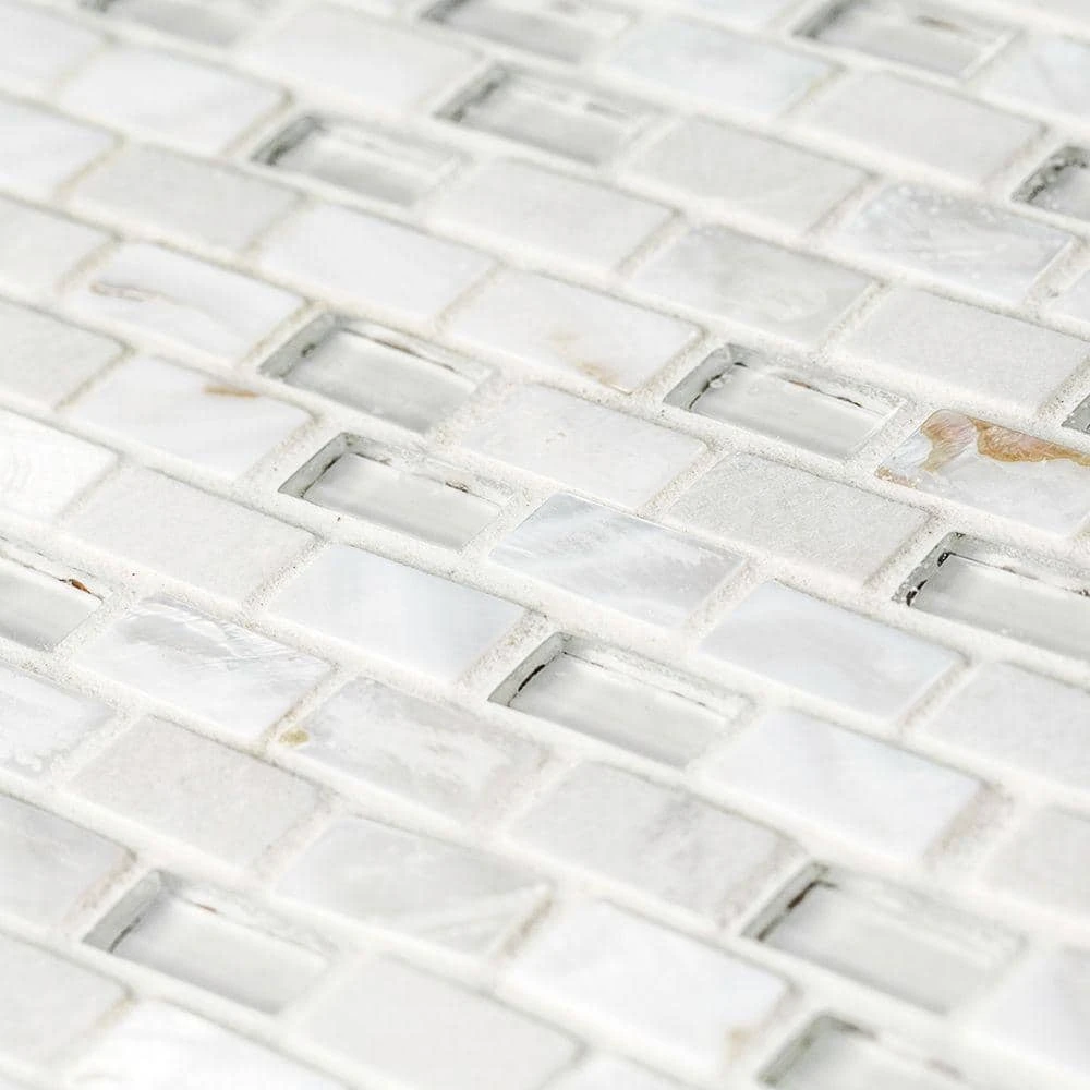 Lightning White 11.75 in. x 11.75 in. Interlocking Mixed Glass, Shell and Marble Mosaic Tile (0.958 sq. ft./Each) by Jeffrey Court 7 Lightning White 11.75 in. x 11.75 in. Interlocking Mixed Glass, Shell and Marble Mosaic Tile (0.958 sq. ft./Each) by Jeffrey Court - Image 5