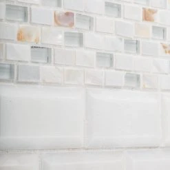 Lightning White 11.75 in. x 11.75 in. Interlocking Mixed Glass, Shell and Marble Mosaic Tile (0.958 sq. ft./Each) by Jeffrey Court 10 Lightning White 11.75 in. x 11.75 in. Interlocking Mixed Glass, Shell and Marble Mosaic Tile (0.958 sq. ft./Each) by Jeffrey Court -Tile Elegant Shop white jeffrey court glass tile 99747 a0 1000